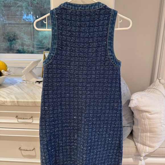 Sandro Navy Blue Tweed Mini Dress with Button Front - Picture 4 of 8